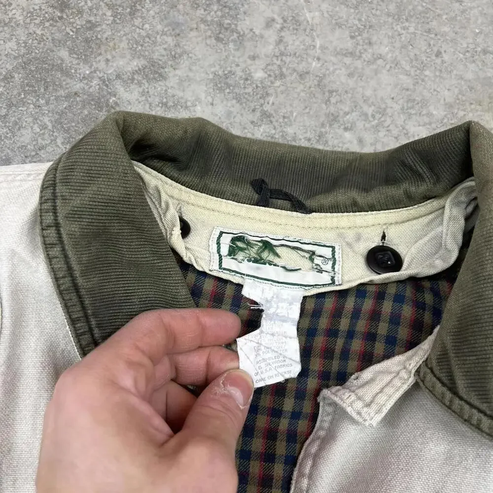 vintage l.l. bean beige button down barn chore coat size large - Picture 5 of 8